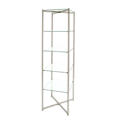 68" Folding Glass Tower with Chrome Finish