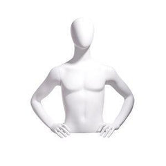 Male bust, oval head, hands on hips