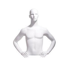 Male bust, abstract head, hands on hips