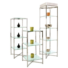 37" Folding Glass Tower with Chrome Finish