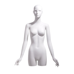 Female 3/4 form, abstract head, arms at side